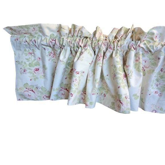 Floral Curtain Valances, Cottagecore Shabby‎ Chic Style, Rose Print, 2 Panels - Picture 4 of 5